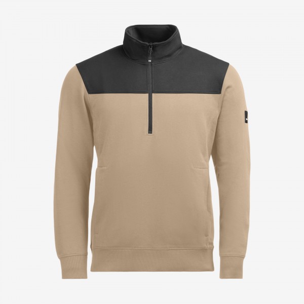 FHB ROB Zip-Sweatshirt, beige-schwarz, 821120-1320