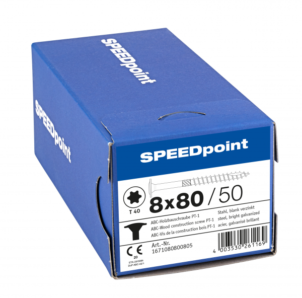 SPEEDpoint Tellerkopfschraube 8x80mm T-STAR T40 Teilgew. blank verz. 50 Stück, 1671080800805