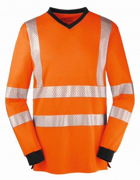 4PROTECT® Warnschutz-Langarm-Shirt JACKSONVILLE leuchtorange/grau, 3436