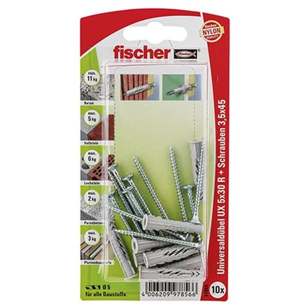 Fischer Universaldübel UX 5x30 R S K (10), 097856