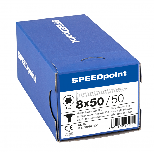 SPEEDpoint Tellerkopfschraube 8x50mm T-STAR T40 Vollgew. blank verz.50 Stück, 1631080800505