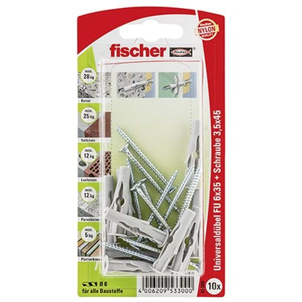 Fischer Universaldübel FU 6x35 S K (10), 053300