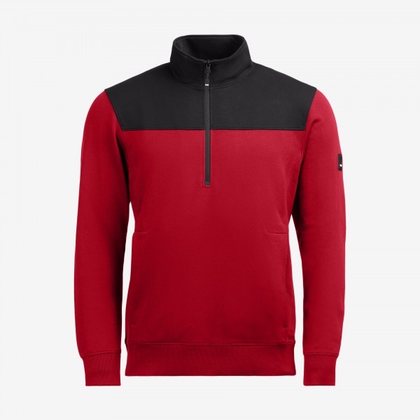 FHB ROB Zip-Sweatshirt, rot-schwarz, 821120-3320
